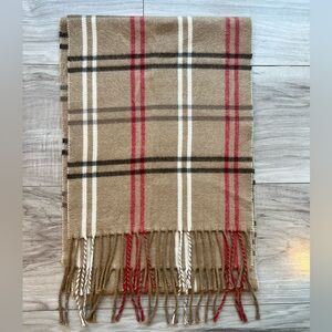 Cejon Beige and Red Checkered Scarf